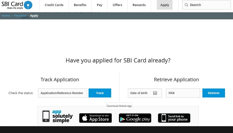 SBI Credit Card Application Status Online