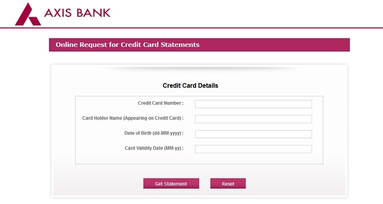 Axis Bank Credit Card Statement